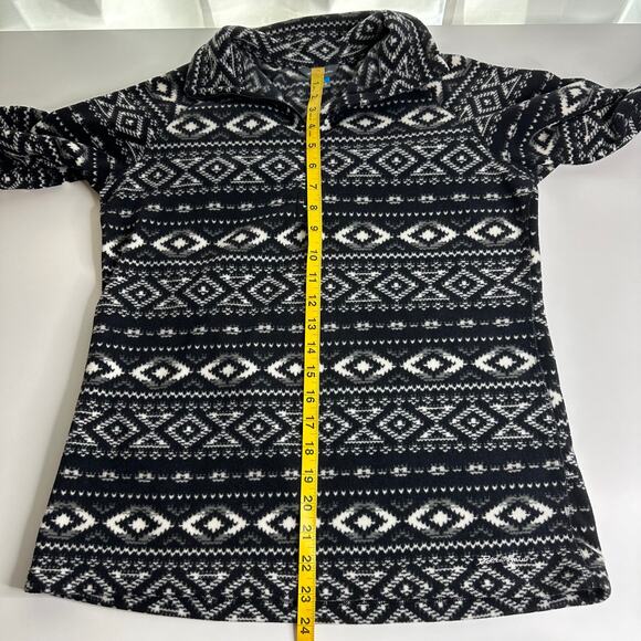 Eddie‎ Bauer Black Nordic Aztec Fleece Quarter Zip Jacket Womens Size Medium M - Picture 11 of 11